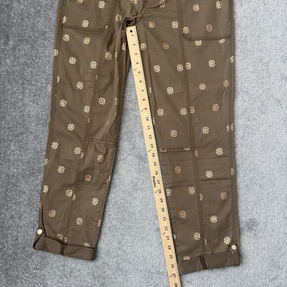 White House Black Market Pants Womens 10L Straight Crop Brown Metallic Print - Picture 10 of 13
